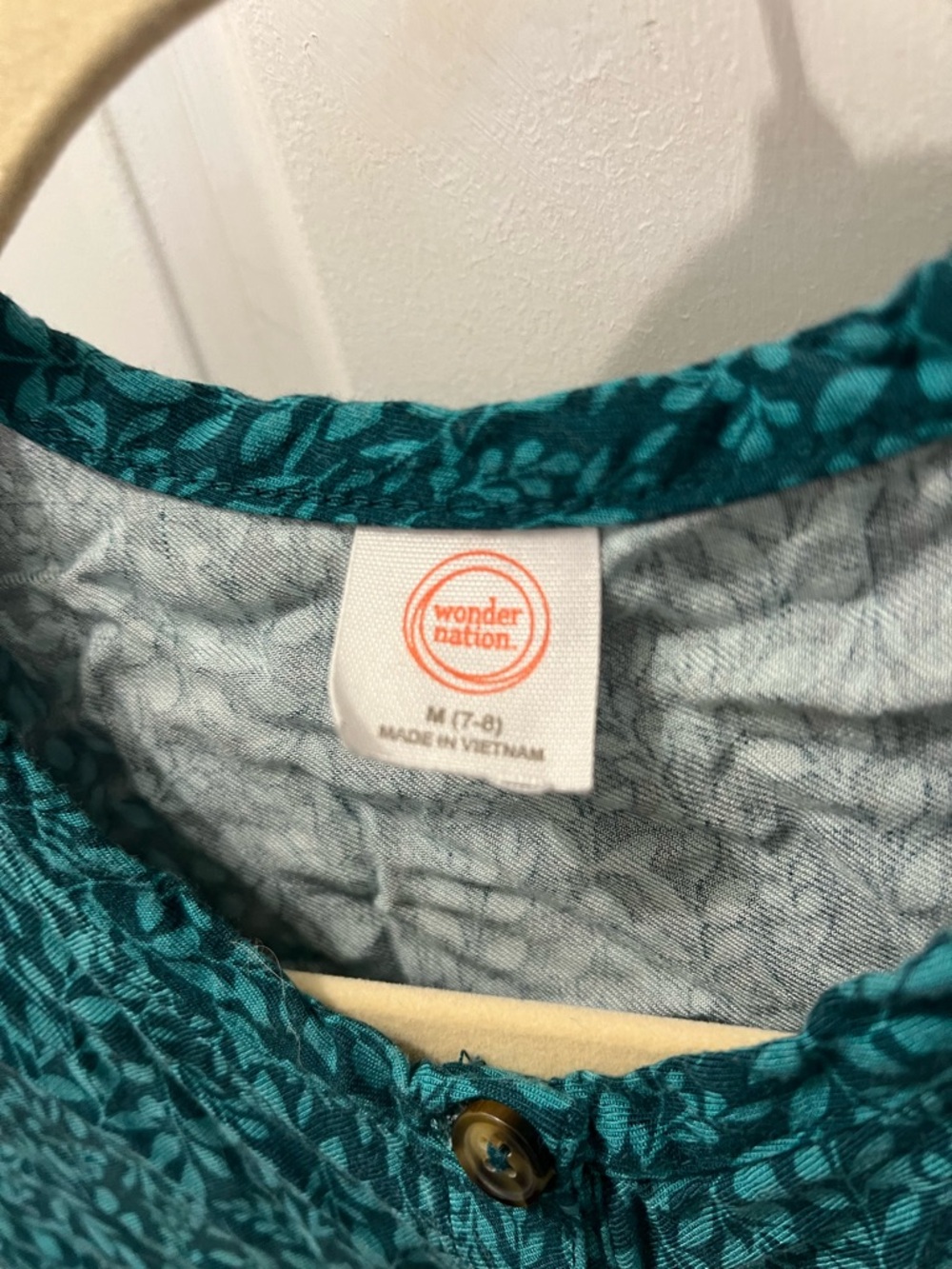 wonder nation Teal Green Floral Button-Front Top